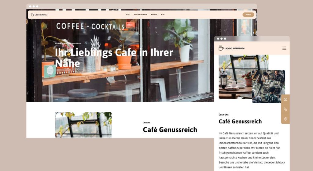 Beispiel Seite: Cafe Onepager